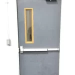 White metal exit door